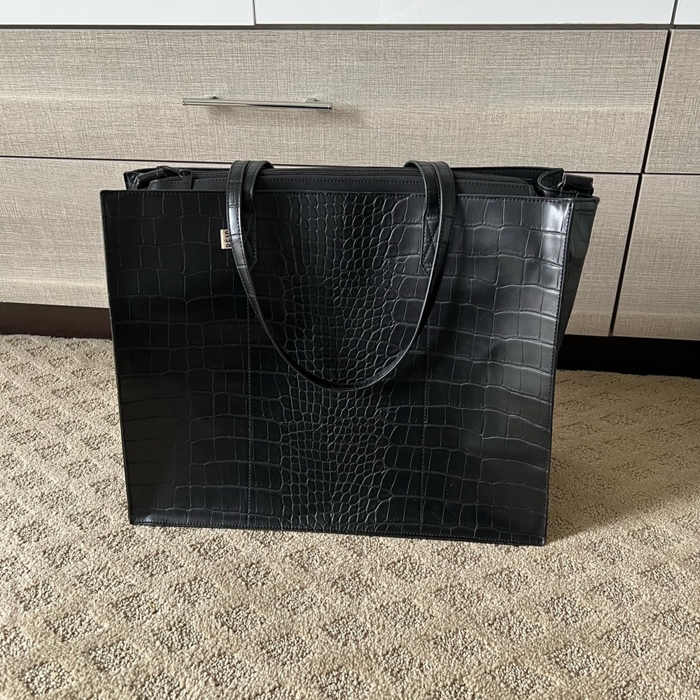 BEIS Large Work Tote in Black Croc